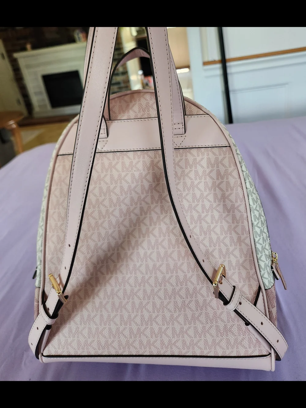 Michael Kors Pink MK Logo Backpack with Gold Hardware